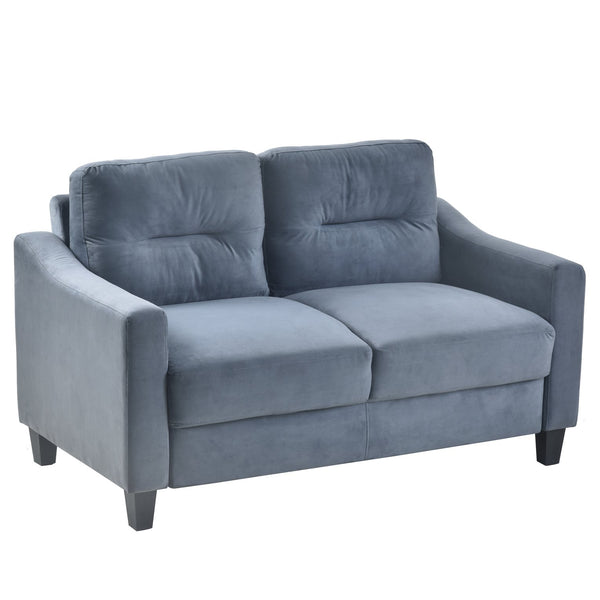 English Elm Couch Stylish Loveseat Sectional Sofa In Soft Blue-Grey Chenille For Small Spaces & Cozy Living Rooms W2121137322
