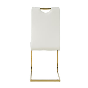 English Elm Modern Faux Leather Dining Side Chairs with Chrome Legs Ergonomic Set of 2 White+Gold W210127295