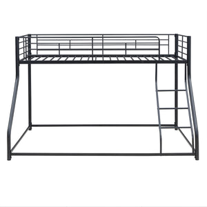 English Elm Metal Floor Bunk Bed Twin XL over Queen Black — Space-Saving Steel Frame, Inclined Ladder, Durable Sleek Design MF309470AAB
