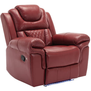 English Elm 3 Piece Faux Leather Manual Recliner Set with Led Base Lighting and Console Wine Red SG001130AAJ