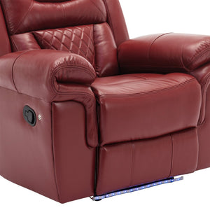 English Elm 3 Piece Faux Leather Manual Recliner Set with Led Base Lighting and Console Wine Red SG001130AAJ