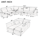 English Elm Modern Large U-Shape Modular Sectional Sofa, Convertible Sofa Bed With Reversible Chaise For Living Room, Storage Seat