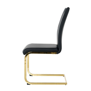 English Elm Modern Faux Leather Dining Side Chairs with Chrome Legs Ergonomic Set of 2 Black+Gold W210127294