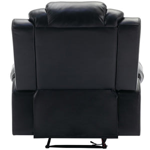 English Elm 3 Piece Faux Leather Manual Recliner Set with Led Base Lighting and Console Black SG001130AAB
