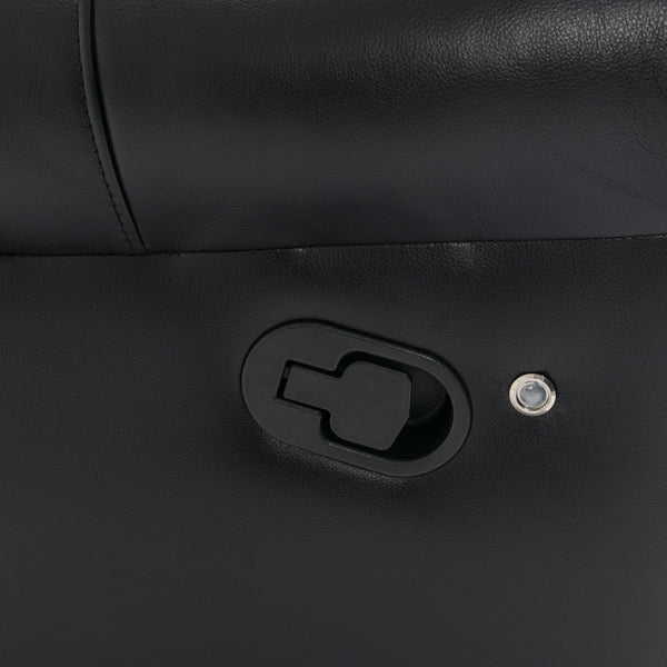 English Elm 3 Piece Faux Leather Manual Recliner Set with Led Base Lighting and Console Black SG001130AAB