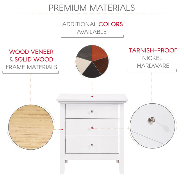 English Elm Elegant Compact Nightstand with Sleek Finish, Durable No-Assembly Design for Small Spaces and Storage White 30 L x 26 W x 20 H B078118403