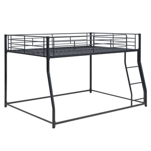 English Elm Metal Full XL over Queen Bunk Bed, Black Steel Frame with Inclined Ladder, Space-Saving Durable Design for Kids MF311038AAB