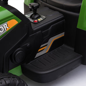 English Elm 12v Kids Battery Powered Ride on Farm Tractor with Trailer Led Lights and 3 Speed W2181137374