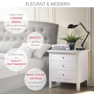 English Elm Elegant Compact Nightstand with Sleek Finish, Durable No-Assembly Design for Small Spaces and Storage White 30 L x 26 W x 20 H B078118403