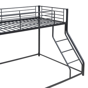 English Elm Metal Floor Bunk Bed Twin XL over Queen Black — Space-Saving Steel Frame, Inclined Ladder, Durable Sleek Design MF309470AAB