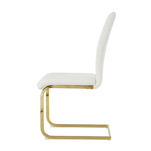 English Elm Modern Faux Leather Dining Side Chairs with Chrome Legs Ergonomic Set of 2 White+Gold W210127295