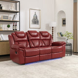 Wind Red Manual Recliner Chair, Center Console, LED Light Strip