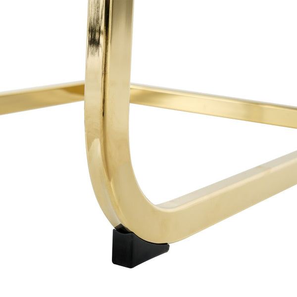 English Elm Modern Faux Leather Dining Side Chairs with Chrome Legs Ergonomic Set of 2 Black+Gold W210127294