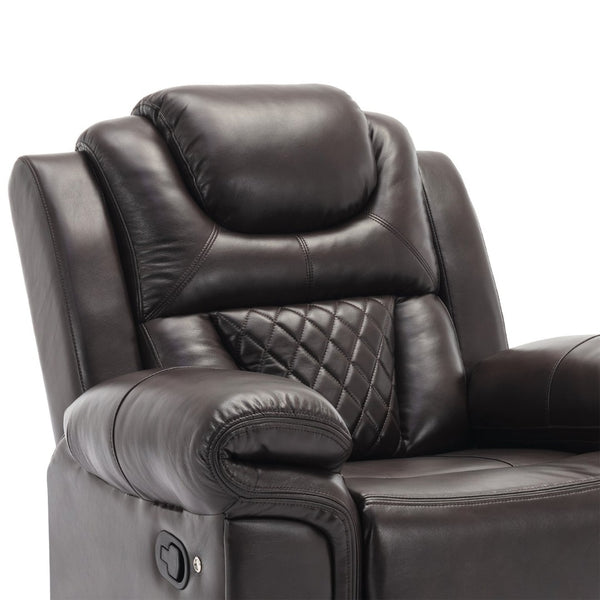 English Elm 3 Piece Faux Leather Manual Reclining Sofa Set with Led Base and Console SG001132AAD