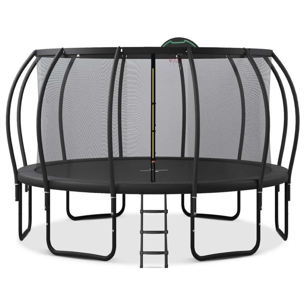 English Elm 16ft Outdoor Kids Trampoline with Arcpole Enclosure Basketball Hoop and Ground Stakes SC000016AAB