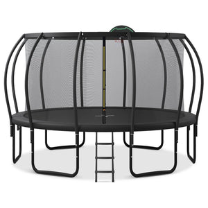 English Elm 16ft Outdoor Kids Trampoline with Arcpole Enclosure Basketball Hoop and Ground Stakes SC000016AAB