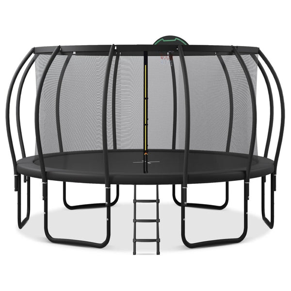 English Elm 16ft Outdoor Kids Trampoline with Arcpole Enclosure Basketball Hoop and Ground Stakes SC000016AAB