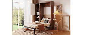 English Elm Twin Murphy Wall Bed with Side Cabinet Space Saving Mdf Frame for Studio Apartments LP000690AAK