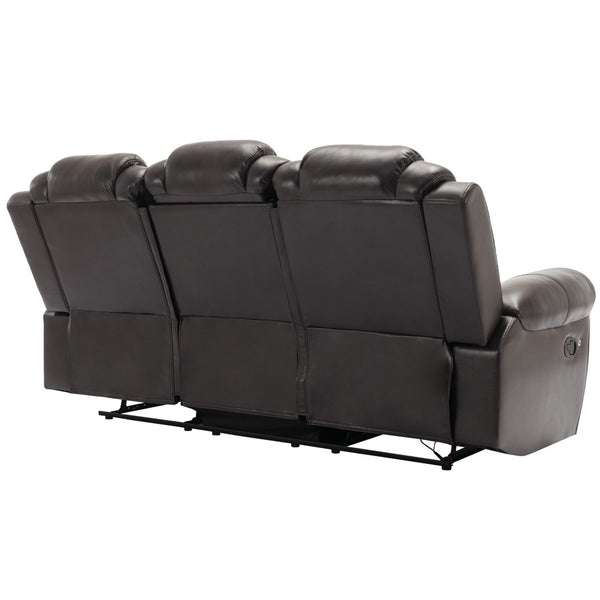 English Elm 3 Piece Faux Leather Manual Reclining Sofa Set with Led Base and Console SG001132AAD