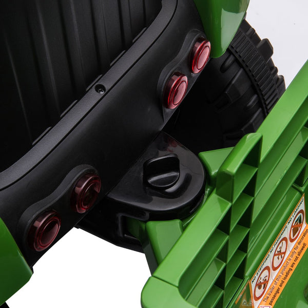 English Elm 12v Kids Battery Powered Ride on Farm Tractor with Trailer Led Lights and 3 Speed W2181137374
