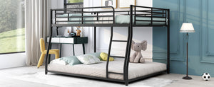 English Elm Metal Full XL over Queen Bunk Bed, Black Steel Frame with Inclined Ladder, Space-Saving Durable Design for Kids MF311038AAB