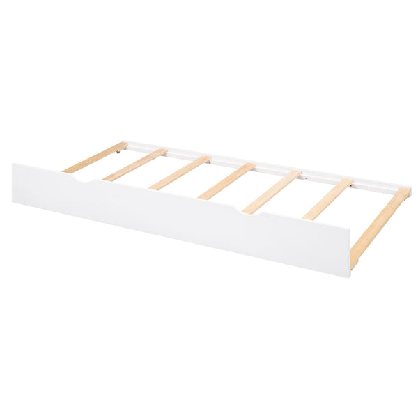 English Elm Full Full Size Storage Platform Bed with Trundle, 4-Tier Headboard Shelves and Dual Drawers, Solid Wood White GX000356AAK