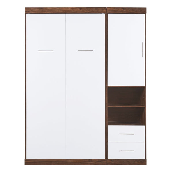 English Elm Twin Murphy Wall Bed with Side Cabinet Space Saving Mdf Frame for Studio Apartments LP000690AAK