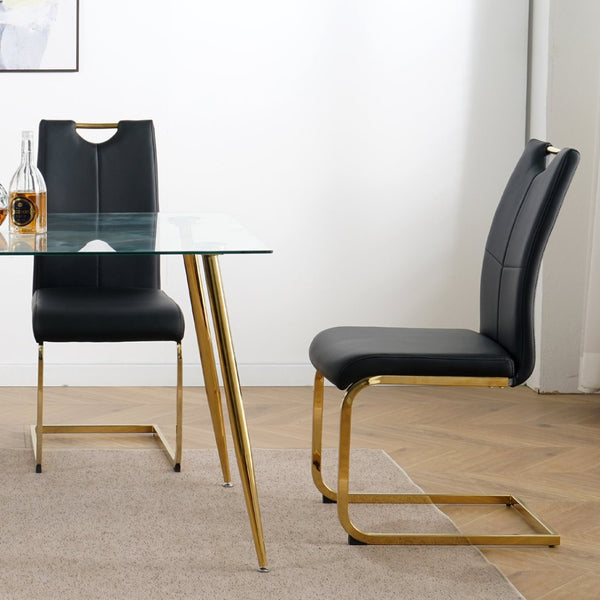 English Elm Modern Faux Leather Dining Side Chairs with Chrome Legs Ergonomic Set of 2 W210127291