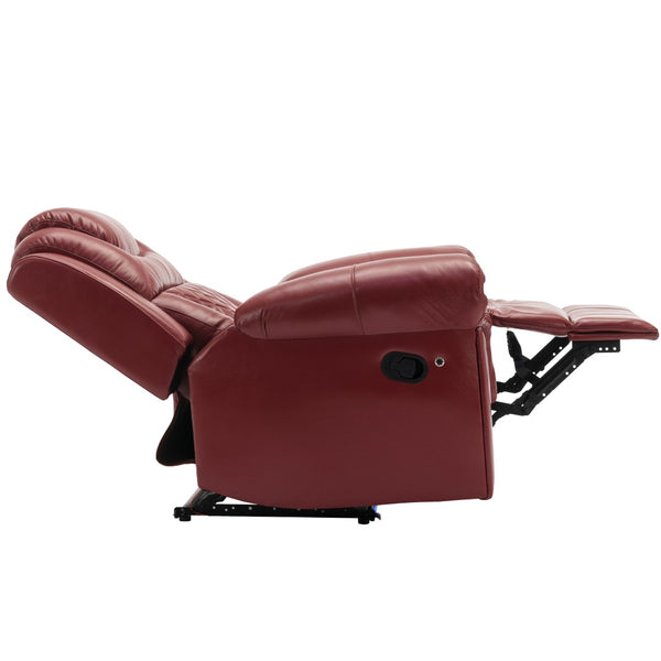English Elm 3 Piece Faux Leather Manual Recliner Set with Led Base Lighting and Console Wine Red SG001130AAJ