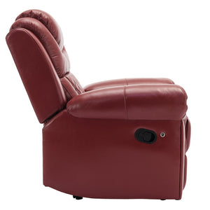 English Elm Home Theater Manual Recliner with Led Base Lighting Faux Leather Living Room Chair Wine Red WF310725AAJ