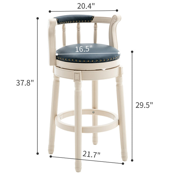 English Elm Bar Stools 29.5'' Leather & Wood Swivel Seat - Eco-Friendly, Stylish, Comfortable For Home & Cafe W2195P170924