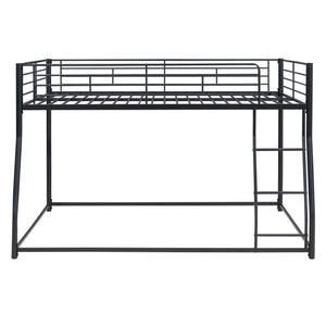 English Elm Metal Full XL over Queen Bunk Bed, Black Steel Frame with Inclined Ladder, Space-Saving Durable Design for Kids MF311038AAB