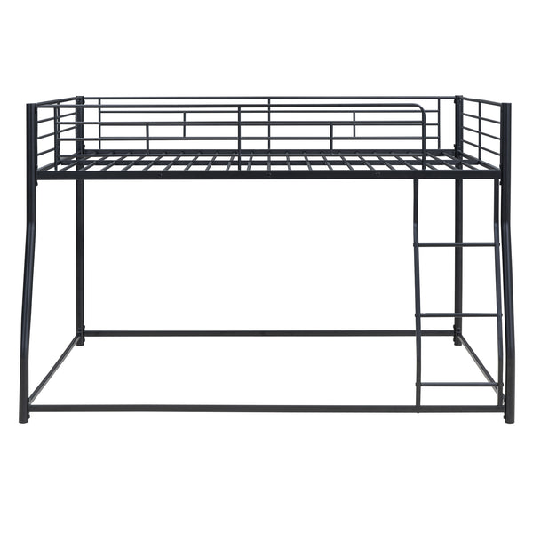 English Elm Metal Full XL over Queen Bunk Bed, Black Steel Frame with Inclined Ladder, Space-Saving Durable Design for Kids MF311038AAB