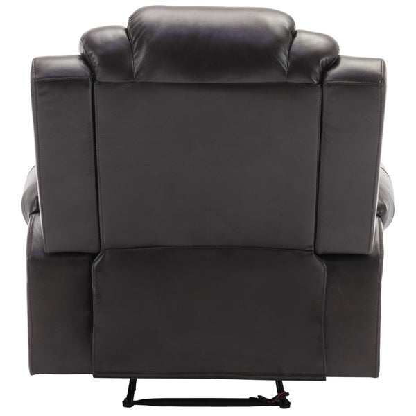 English Elm Home Theater Manual Recliner with Led Base Lighting Faux Leather Living Room Chair WF310725AAD