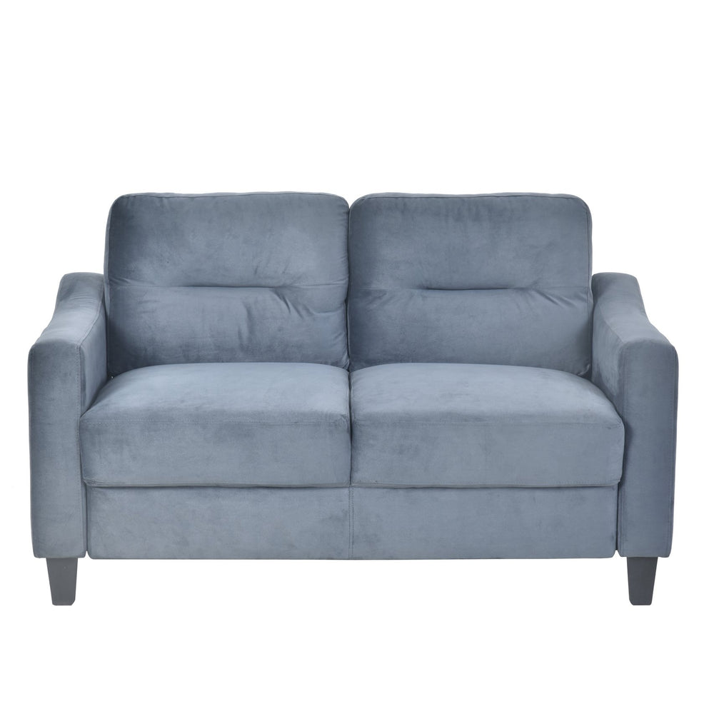 English Elm Couch Stylish Loveseat Sectional Sofa In Soft Blue-Grey Chenille For Small Spaces & Cozy Living Rooms W2121137322