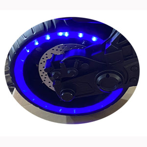 English Elm Kids 12v Electric Ride on Motorcycle with Light up Wheels Bluetooth and Training Blue W1760110297