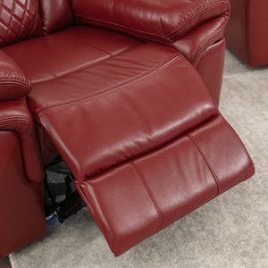 English Elm Home Theater Manual Recliner with Led Base Lighting Faux Leather Living Room Chair Wine Red WF310725AAJ