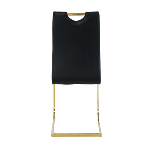 English Elm Modern Faux Leather Dining Side Chairs with Chrome Legs Ergonomic Set of 2 Black+Gold W210127294