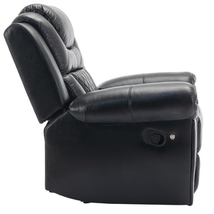 English Elm 3 Piece Faux Leather Manual Recliner Set with Led Base Lighting and Console Black SG001130AAB