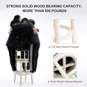 English Elm Bar Stools 29.5'' Leather & Wood Swivel Seat - Eco-Friendly, Stylish, Comfortable For Home & Cafe W2195P170924
