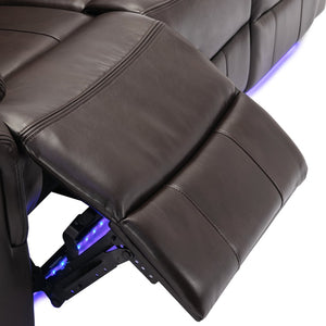 English Elm 3 Piece Faux Leather Manual Reclining Sofa Set with Led Base and Console SG001132AAD