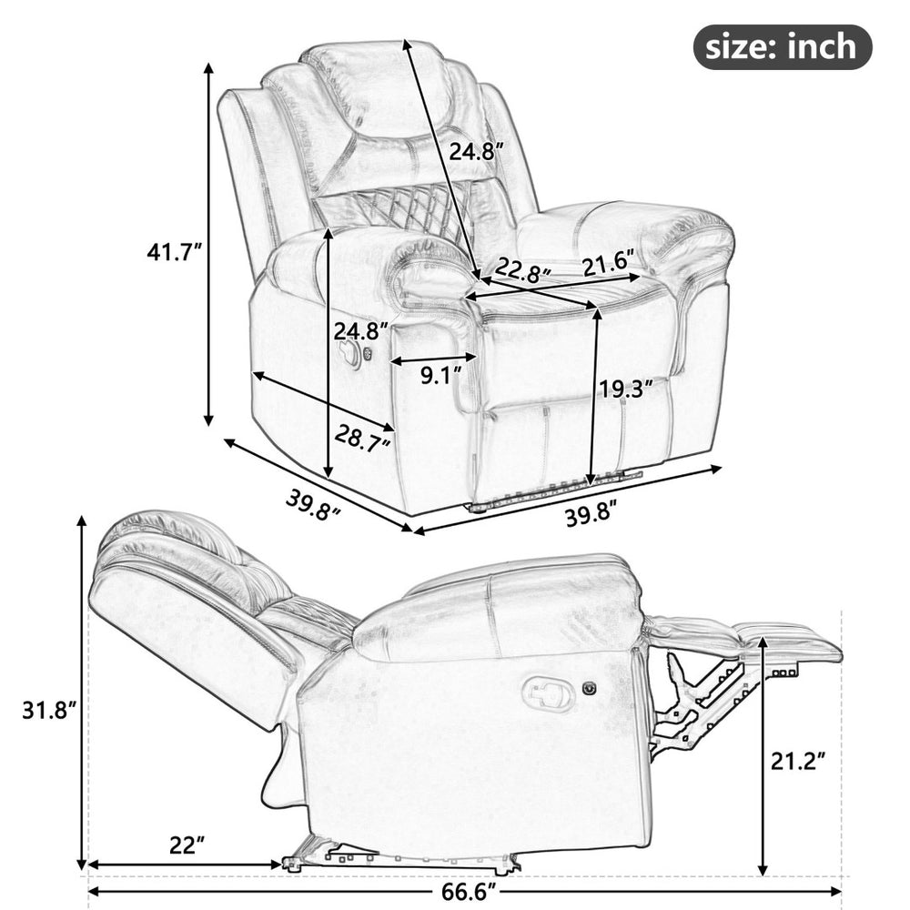 English Elm 3 Piece Faux Leather Manual Reclining Sofa Set with Led Base and Console SG001132AAD