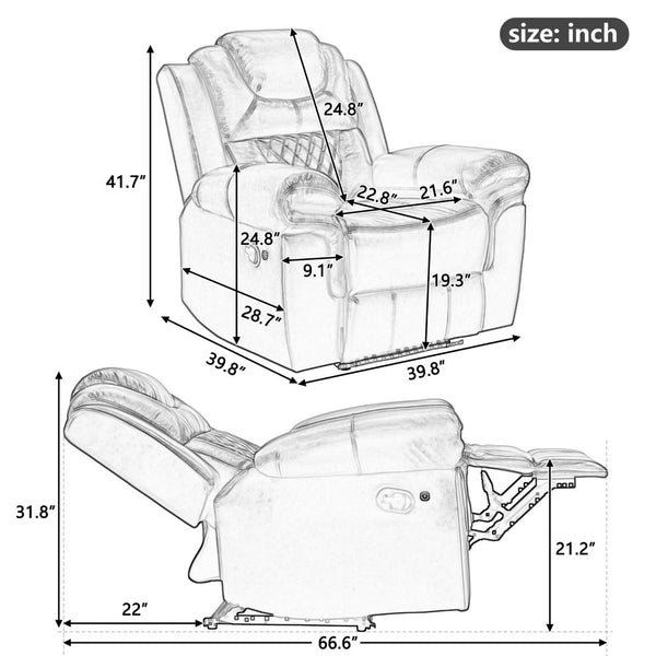 English Elm 3 Piece Faux Leather Manual Reclining Sofa Set with Led Base and Console SG001132AAD