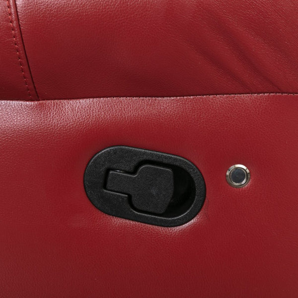 English Elm Home Theater Manual Recliner with Led Base Lighting Faux Leather Living Room Chair Wine Red WF310725AAJ