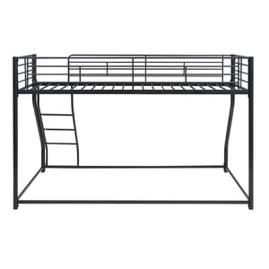 English Elm Metal Floor Bunk Bed Twin XL over Queen Black — Space-Saving Steel Frame, Inclined Ladder, Durable Sleek Design MF309470AAB