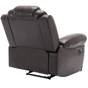 English Elm Home Theater Manual Recliner with Led Base Lighting Faux Leather Living Room Chair WF310725AAD