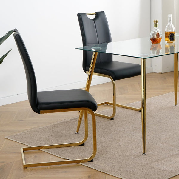 English Elm Modern Faux Leather Dining Side Chairs with Chrome Legs Ergonomic Set of 2 W210127291