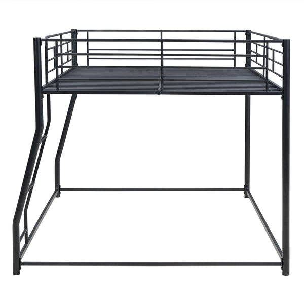 English Elm Metal Full XL over Queen Bunk Bed, Black Steel Frame with Inclined Ladder, Space-Saving Durable Design for Kids MF311038AAB