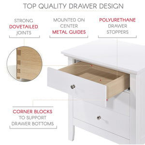 English Elm Elegant Compact Nightstand with Sleek Finish, Durable No-Assembly Design for Small Spaces and Storage White 30 L x 26 W x 20 H B078118403