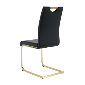 English Elm Modern Faux Leather Dining Side Chairs with Chrome Legs Ergonomic Set of 2 Black+Gold W210127294